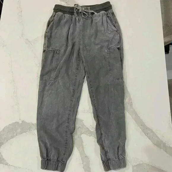 Aerie Charcoal Cargo Jogger Pants Pockets Drawstring Waist Women's Small Utility - Picture 1 of 9
